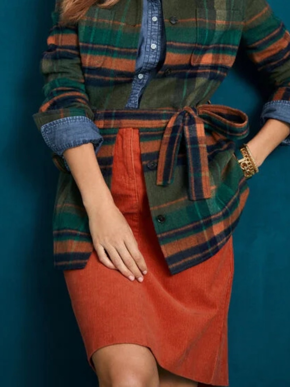 Talbots Orange Corduroy A-Line Skirt, 12